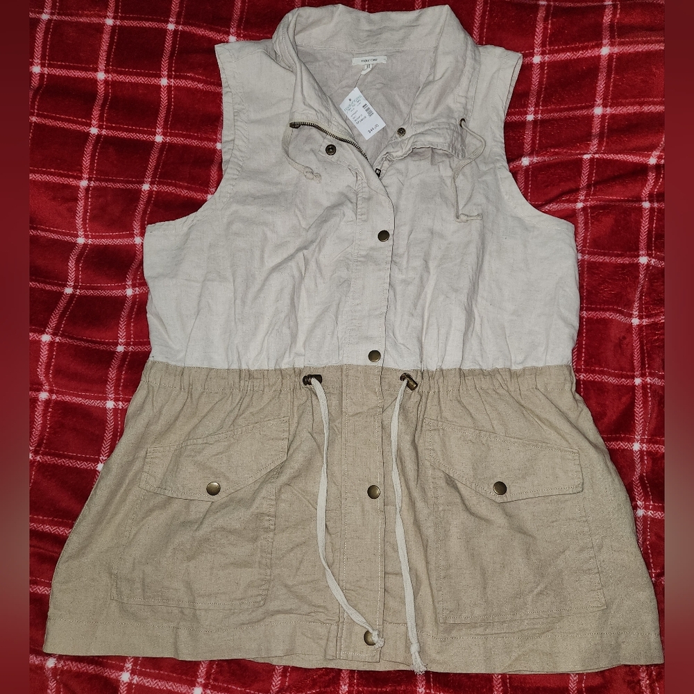Maurices Light Beige Vest with Drawstring